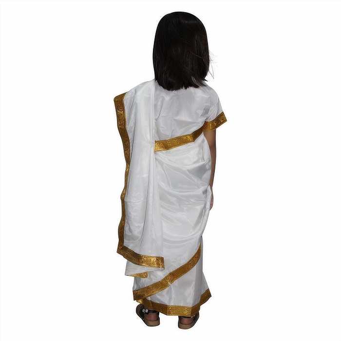 Indian State Folk Dance White Saree Costume 3