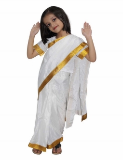 Saraswati / Indian State Folk Dance White Saree Costume