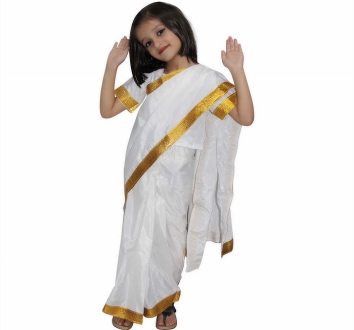 Saraswati / Indian State Folk Dance White Saree Costume
